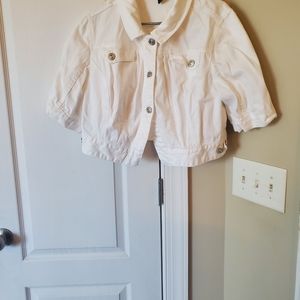 Lane Bryant White Denim Cropped Jacket